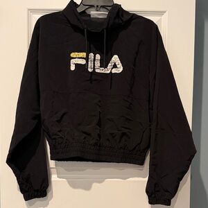Fila Black Cropped Windbreaker Jacket